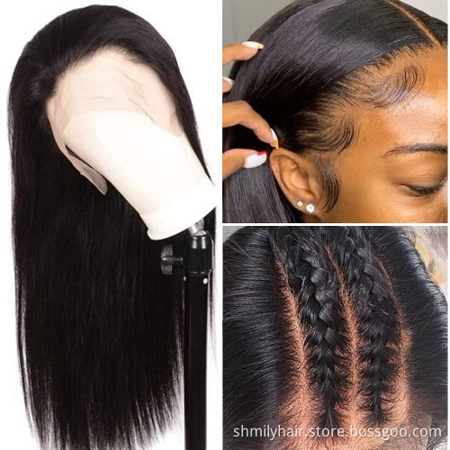 Shmily Brazilian Human Hair Lace Front Wig Straight Virgin Hair Lace Wig For Black Women Pre Pluck Lace Wig With Baby Hair